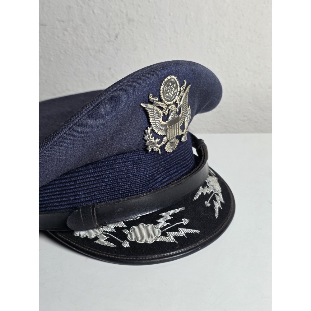 Vintage 60's Vietnam Era Officer Issued USAF Air Force Service Cap Blue Sz 7 1/2
